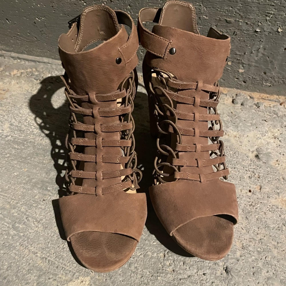 Vince Camuto beige heels.